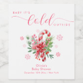 Pink Snowflake Festive Candy Girl Baby Shower  ワインラベル (シングルラベル)