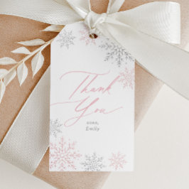 Pink Snowflake Glitter Birthday ギフトタグ
