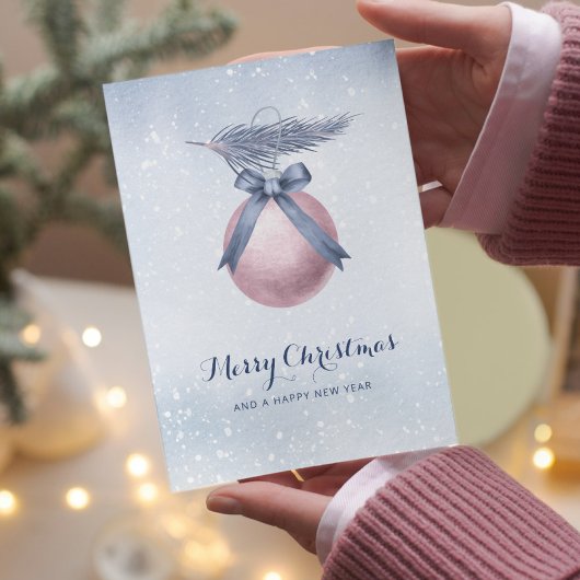 Pink Snowflake Ornament Christmas Non Photo シーズンカード