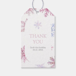 Pink Snowflake Rectangle Favor Tag ギフトタグ