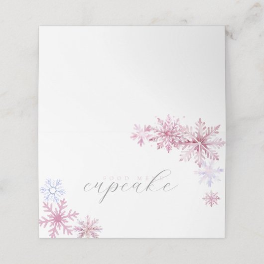 Pink Snowflake Tent Menu Card  プレイスカード (外部開封)