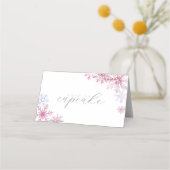 Pink Snowflake Tent Menu Card  プレイスカード (正面)