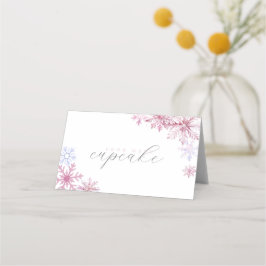 Pink Snowflake Tent Menu Card  プレイスカード