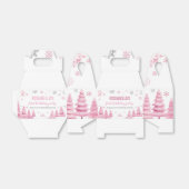 Pink Snowflake Winter Birthday Party Favor Box フェイバーボックス (折り畳みなし)