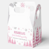 Pink Snowflake Winter Birthday Party Favor Box フェイバーボックス (オープン)