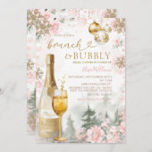 Pink Snowflakes Brunch and Bubbly Champagne 招待状 (正面/裏面)