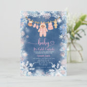 Pink Snowflakes Its Cold Outside  Baby Shower 招待状 (スタンド正面)