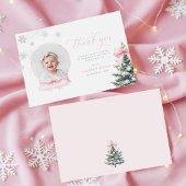 Pink Snowglobe Winter Onederland First Birthday Th サンキューカード
