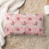 Pink Snowman Winter Decorative ランバークッション (ブランケット)