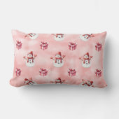 Pink Snowman Winter Decorative ランバークッション (正面)