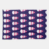 Pink Snowman with Snow Flurry  キッチンタオル (横)