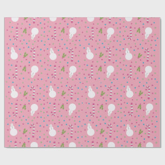 Pink Snowman Wrapping Paper  ラッピングペーパー