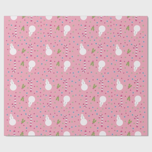Pink Snowman Wrapping Paper  ラッピングペーパー (フラット)