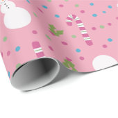 Pink Snowman Wrapping Paper  ラッピングペーパー (ロールコーナー)