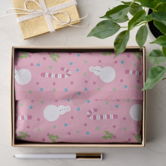 Pink Snowman Wrapping Paper  薄葉紙 (ギフト)