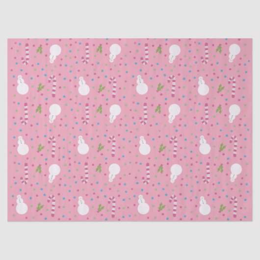 Pink Snowman Wrapping Paper  薄葉紙 (正面)