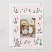 Pink Snowy A-Frames Winter Cabin Photo シーズンカード (正面)