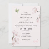 Pink soft Aesthetic floral elegant wedding 招待状 (裏面)