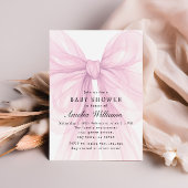 Pink Soft Bow Girl Baby Shower  招待状