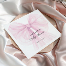 Pink Soft Elegant Bow Baby Shower スタンダードカクテルナプキン