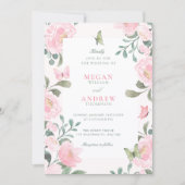 Pink soft floral wedding  招待状 (正面)