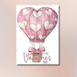 Pink soft heart balloon Happy Valentines Day シーズンカード