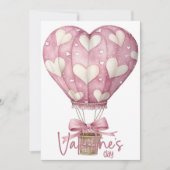 Pink soft heart balloon Happy Valentines Day シーズンカード (正面)
