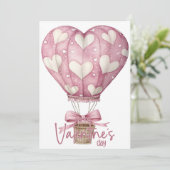 Pink soft heart balloon Happy Valentines Day シーズンカード (スタンド正面)
