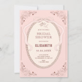 Pink soft vintage classic romantic bridal shower 招待状 (正面)