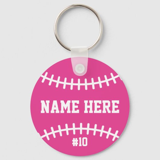 Pink Softball Keychain Girls Team Athletes Player キーホルダー (正面)