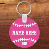 Pink Softball Keychain Girls Team Athletes Player キーホルダー (正面)