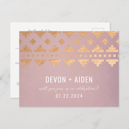 Pink Southwest Gleamの結婚返信はがき インビテーションポストカード (正面/裏面)