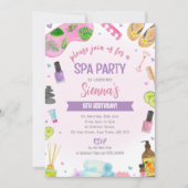 Pink Spa Party Birthday Invitation Pamper & Relax 招待状 (正面)