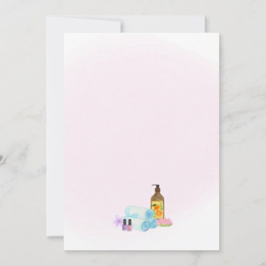 Pink Spa Party Birthday Invitation Pamper & Relax 招待状 (裏面)