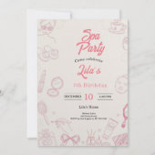 Pink Spa Party Invitation for Girl's 7th Birthday 招待状 (正面)