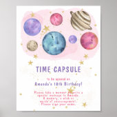 Pink Space Galaxy Time Capsule 1st birthday ポスター (正面)