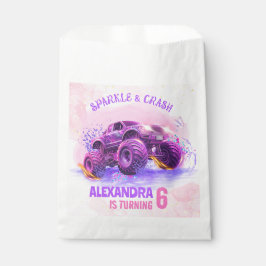 Pink Sparkle and Crash Monster Truck Girl Birthday フェイバーバッグ