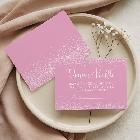 Pink Sparkle Books for Baby Heart Script エンクロージャーカード