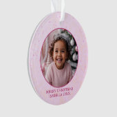 Pink Sparkle Deer and Floral Christmas Keepsake オーナメント (正面)