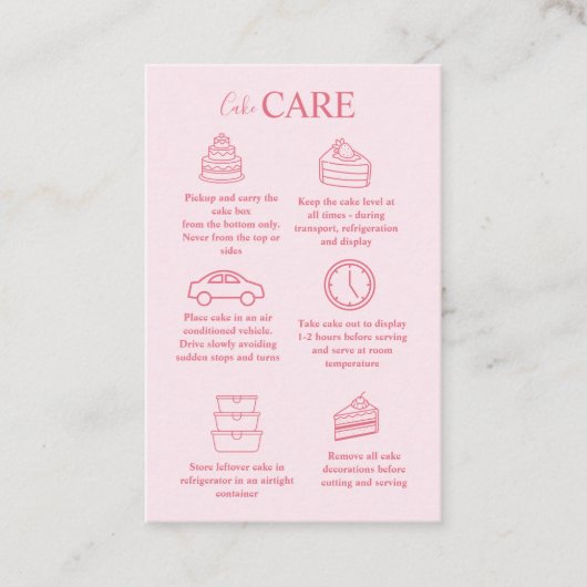 Pink Sparkle Minimal Branding Cake Care  名刺 (正面)