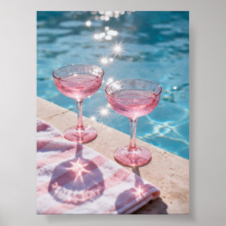 Pink Sparkle Poolside Print  ポスター