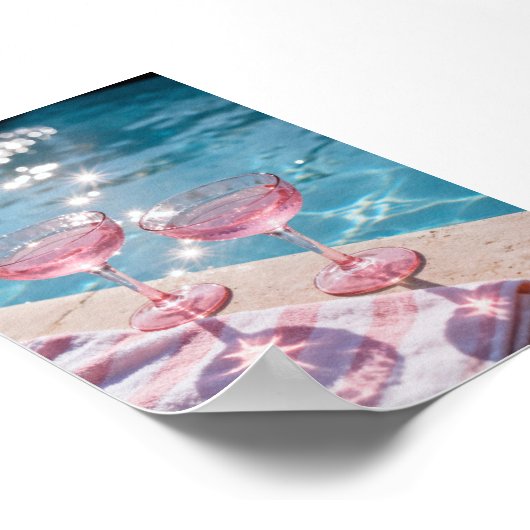Pink Sparkle Poolside Print ポスター (角)