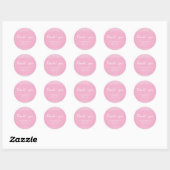 Pink Sparkle Thank You Heart Script Sticker ラウンドシール (シート)