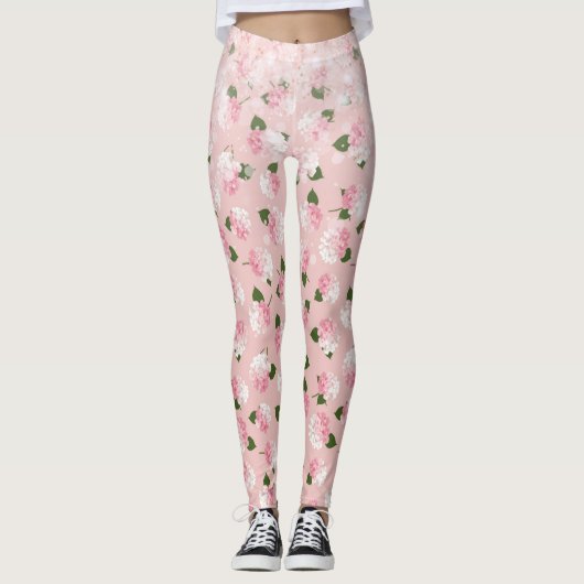 Pink Sparkle Vintage Garden Blossoms レギンス (正面)