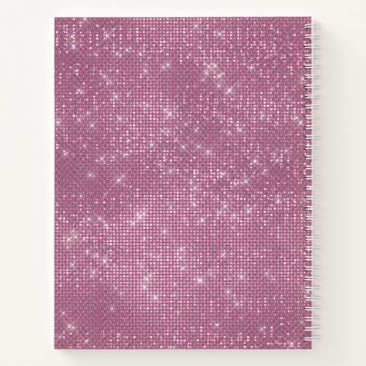 Pink Sparkle Your Photo パーソナライズされた引用文 ノートブック (裏面)