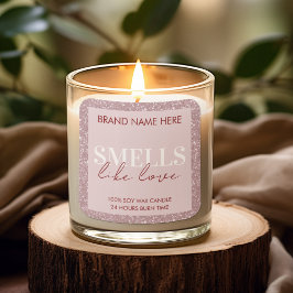 Pink Sparkling Custom Valentine's Day Candle Label スクエアシール