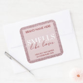 Pink Sparkling Custom Valentine's Day Candle Label スクエアシール (封筒)