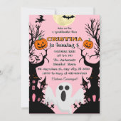 Pink Spooky Halloween Birthday 招待状 (正面)