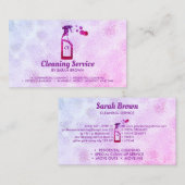 Pink Spray Bottle Bubbles Personalized Initials 名刺 (正面/裏面)