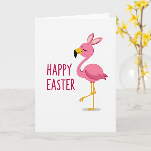 Pink Spring Bird Easter Card カード (黄色い花)